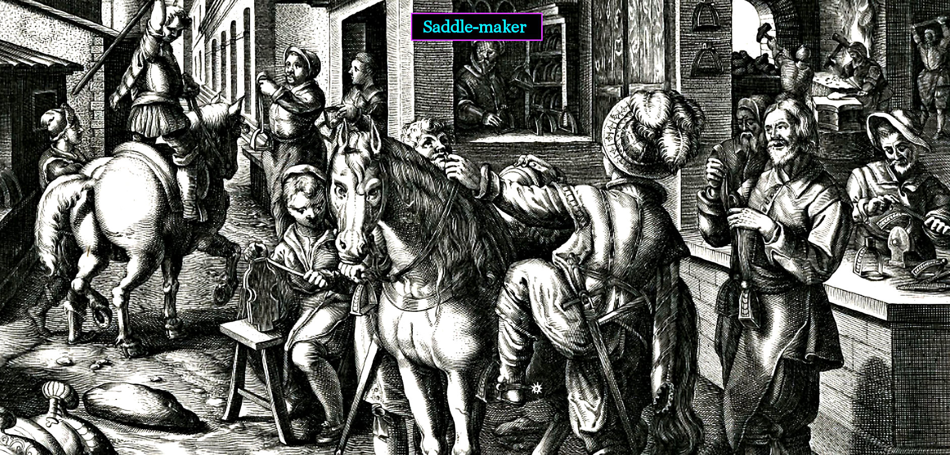Medieval saddle-maker, 1600